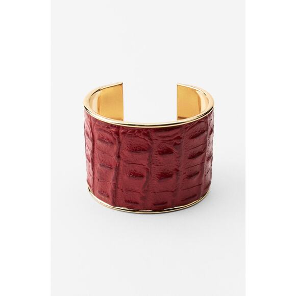 Nwt- Zara METALLIC LEATHER BRACELET - Picture 2 of 6